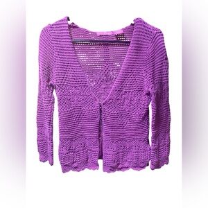 Vibrant Purple Women's Crochet Cardigan